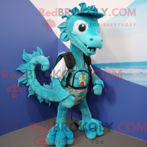 Turquoise Seahorse mascot...