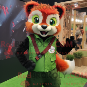 Lime Green Red Panda mascot...