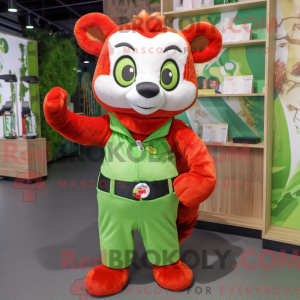 Lime Green Red Panda mascot...