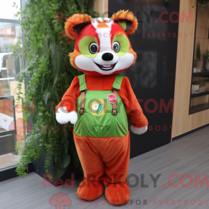 Lime Green Red Panda mascot...