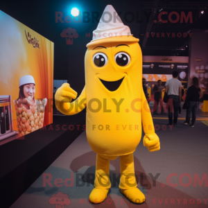 Gul Pop Corn maskot kostume...