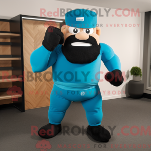 Cyan Strongman mascot...