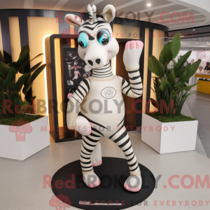 Cream Zebra mascot costume...