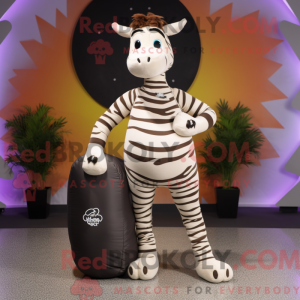 Creme Zebra maskot kostume...