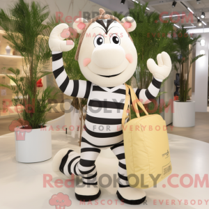 Creme Zebra maskot kostume...