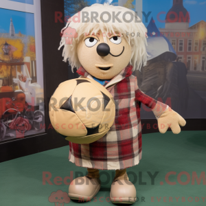 Beige Soccer Ball mascot...
