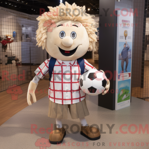 Beige Soccer Ball mascot...