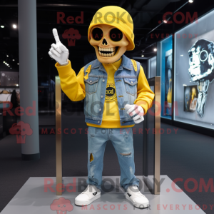 Yellow Skull mascot costume...