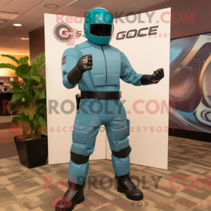 Teal Gi Joe mascot costume...