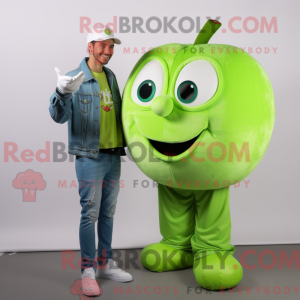 Lime Green Apple mascot...