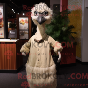 Krem Emu-maskotdraktfigur...