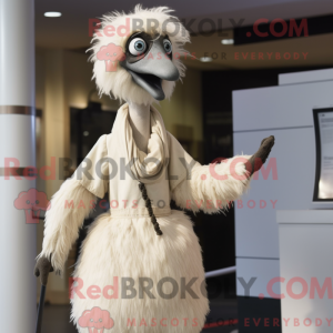 Crème Emu-mascottekostuum...