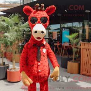 Red Giraffe mascot costume...