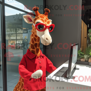 Red Giraffe mascot costume...