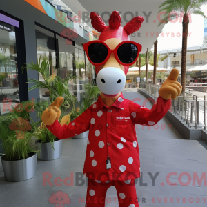 Red Giraffe mascot costume...