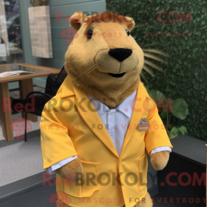Guld Capybara maskot...
