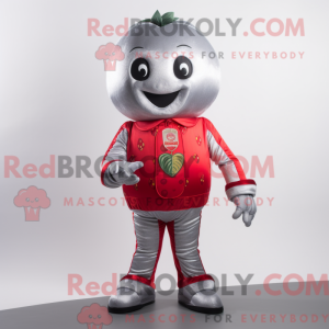 Sølv jordbær maskot kostume...