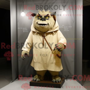 Beige Ogre maskot kostume...