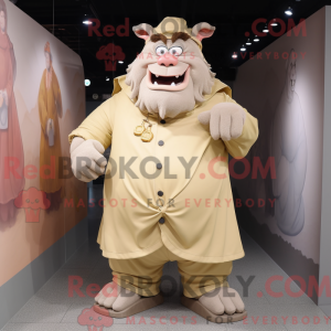 Beige Ogre maskot kostume...