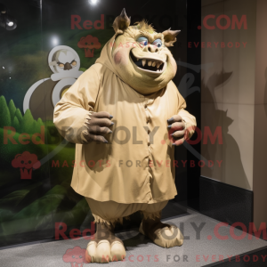 Beige Ogre maskot kostume...