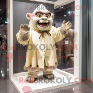 Beige Ogre maskot kostume...