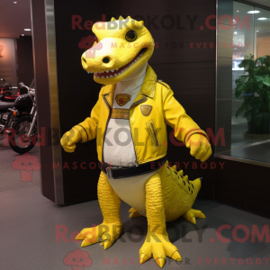 Gul krokodille maskot...