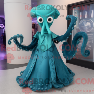 Blågrøn Kraken maskot...