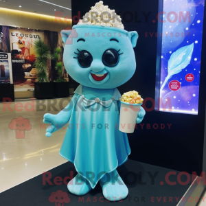 Cyan Pop Corn Maskottchen...