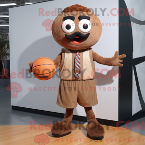 Brun Basketball Ball Maskot...