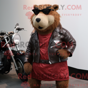 Maroon Capybara mascot...