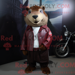 Maroon Capybara mascot...