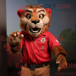 Rød Smilodon maskot kostume...