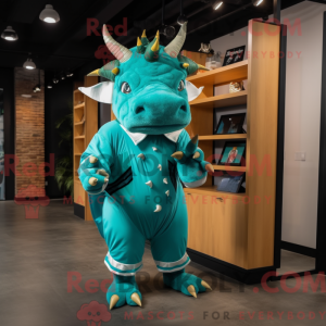 Turkis Triceratops maskot...