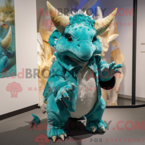 Turkis Triceratops maskot...