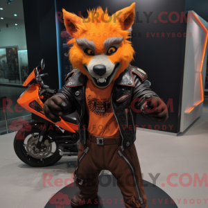 Orange Hyena mascot costume...