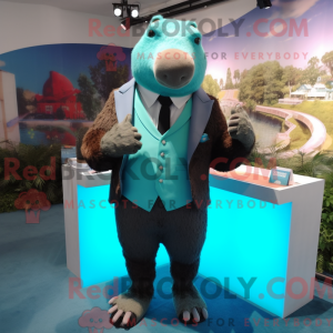 Turquoise Capybara mascot...