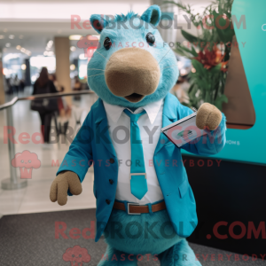 Turquoise Capybara mascot...