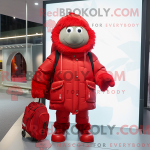 Red Momentum mascot costume...