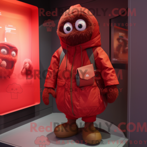 Red Momentum mascot costume...