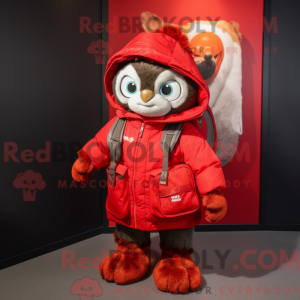 Red Momentum mascot costume...