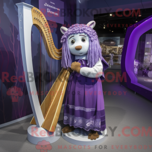 Purple Celtic Harp mascot...