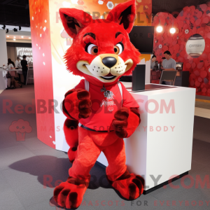 Red Lynx mascot costume...