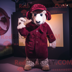 Maroon Merino Sheep mascot...
