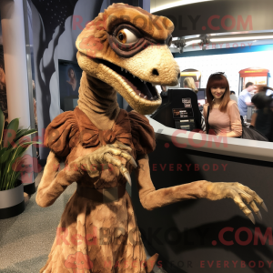 Brun Velociraptor maskot...