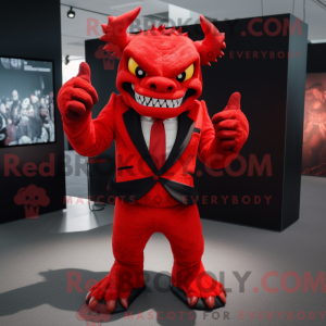 Red Demon maskot kostume...