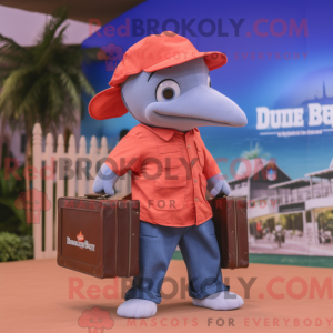 Red Dolphin mascot costume...