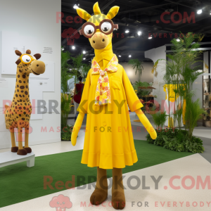 Gold Giraffe mascot costume...