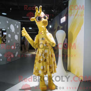 Guld Giraffe maskot kostume...
