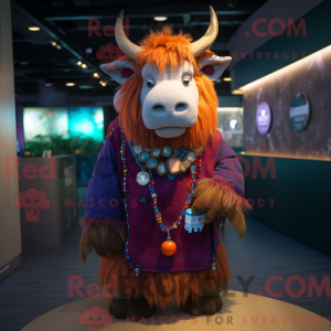 Yak-mascottekostuum gekleed...