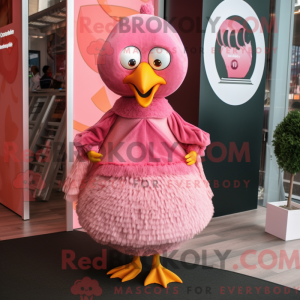 Pink Tyrkiet maskot kostume...